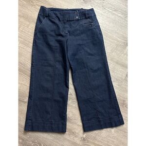 Dressbarn Women Dark Wash Cropped Wide Leg Jeans Size 12